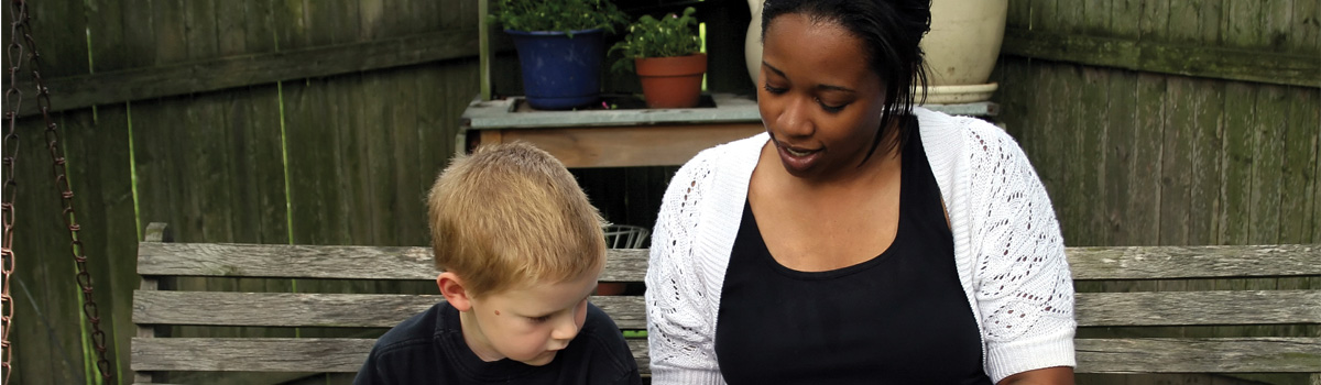 social worker working with child