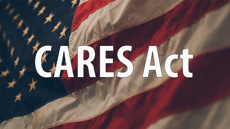 American flag with words CARES Act
