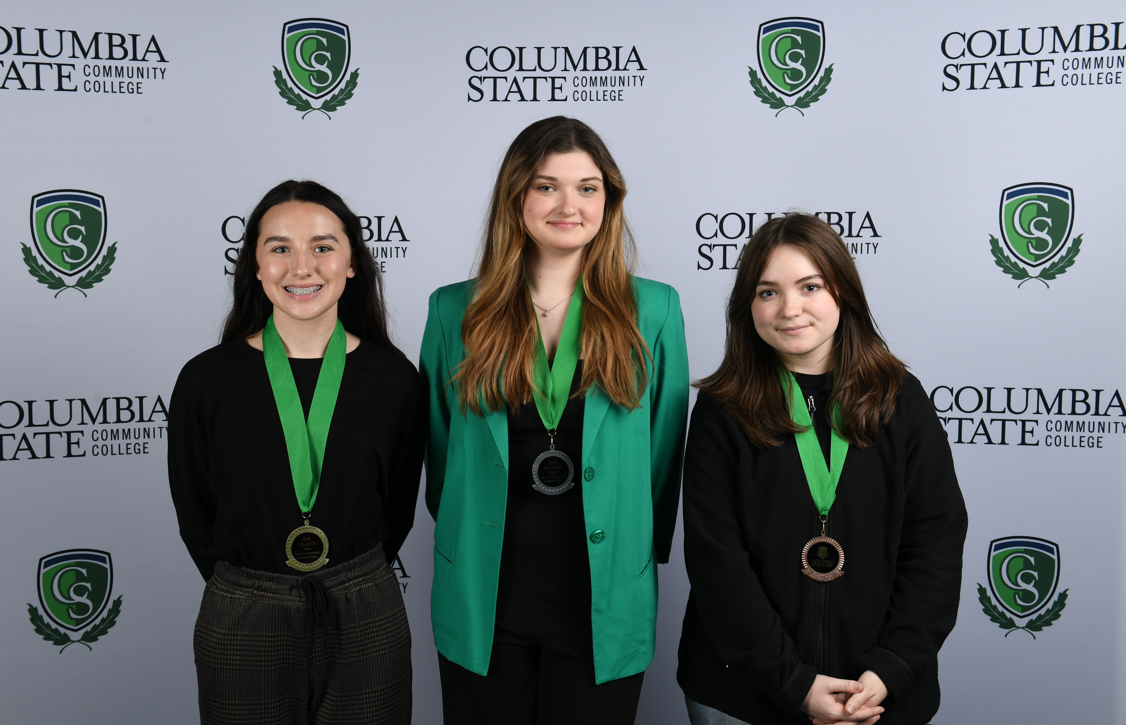 Creative Writing – Impromptu Fiction Winners (left to right): First place winner, Kenslee Pennington of Loretto High School; second place winner, Sydney L. Stepp of Loretto High School; and third place winner, Megan Freeman of Summit High School.