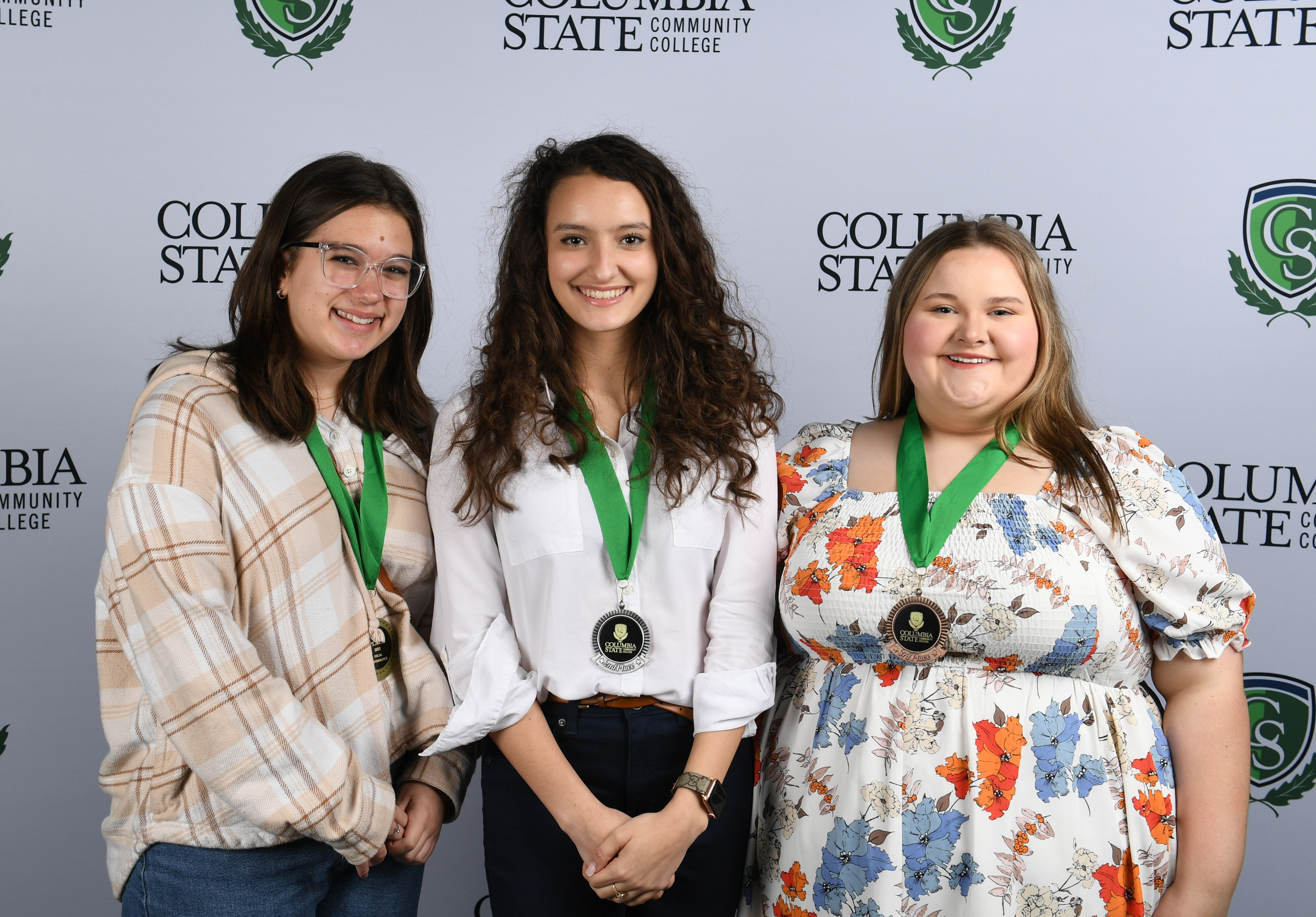 Vocal Performance Winners (left to right): First place winner, Nadya Hughes of Spring Hill High School; second place winner, Sofi SanMiguel of Columbia Academy; and third place winner, Macy Short of Loretto High School.