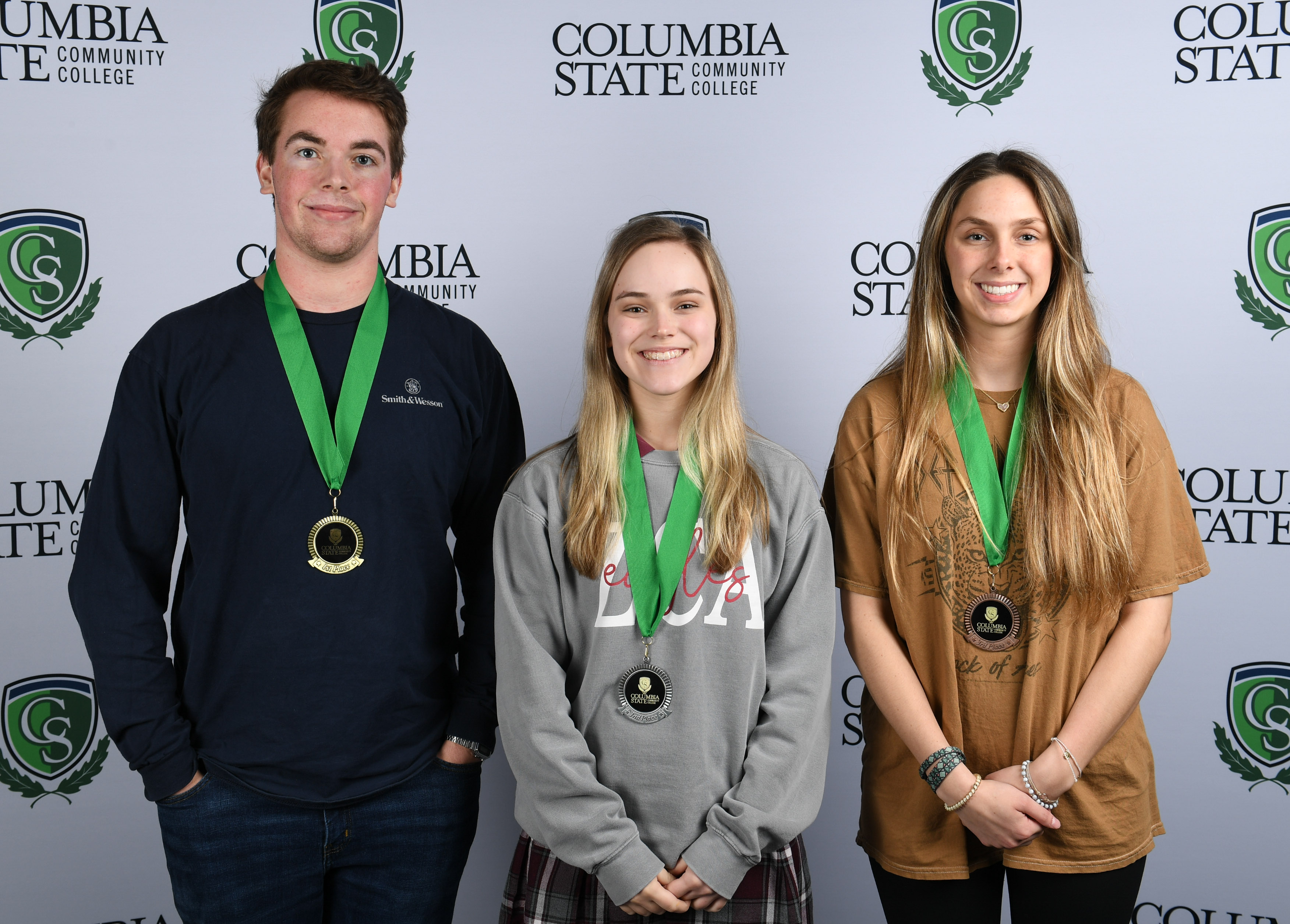 Essay Winners (left to right): First place winner, Brice Coates of Hickman County High School; second place winner, Morgan Allen of Zion Christian Academy; and third place winner, Hannah Davidson of Hickman County High School.