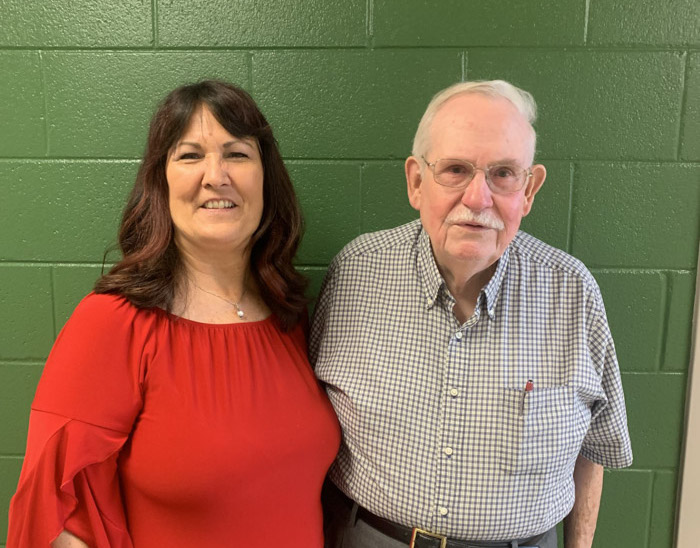 Pictured (left to right): Bethany Lay, Columbia State vice president for advancement and executive director of the Columbia State Foundation, and Thomas Coghlan.