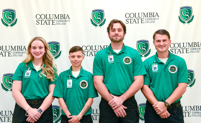 Pictured (left to right): Maury County emergency medical technician graduates Julia Hamilton, Brooke Lee, Samuel Bandick and Grayson Kelley.