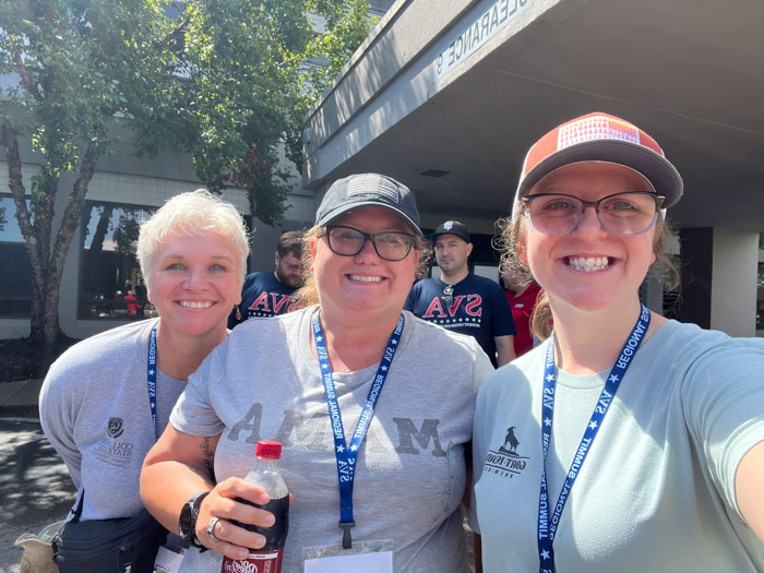 Pictured (left to right): Dr. Ginny Massey-Holt, Columbia State Student Veterans Organization adviser and associate professor of nursing, with Columbia State student veterans Sarah Frazier and Laura West at the Student Veterans of America Regional Summit in Nashville.