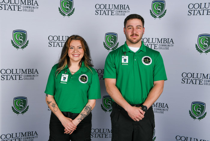 Pictured (left to right): Williamson County emergency medical technician graduates Jessica Wood and Donnie Dunston.