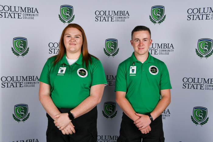 Pictured (left to right): Maury County emergency medical technician graduates Brittany Haywood and Brock Sauer.