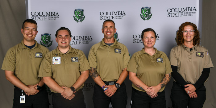 Williamson County paramedic graduates Andrew Randall, Ruvim Markevich, Douglas Cooper, Majessa Clark and Katie Matusek.