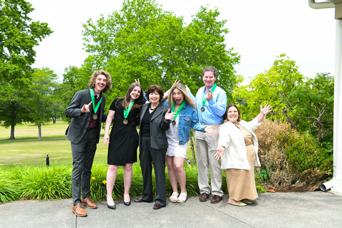 Students received the President’s Leadership Society medallion for completing all requirements of the leadership training program prior to graduation. Throughout the program, students attend a leadership retreat, enjoy exposure to the arts, participate in workshops and campus life, develop civic understanding and give back to the community through service. Pictured (left to right): Jaeden Kennedy; Annaleisa Matzirakis; Dr. Janet F. Smith, Columbia State president; Lydia Knobloch; Rodney Bakken; and Tia Miller, Columbia State student development coordinator and President’s Leadership Society advisor.
