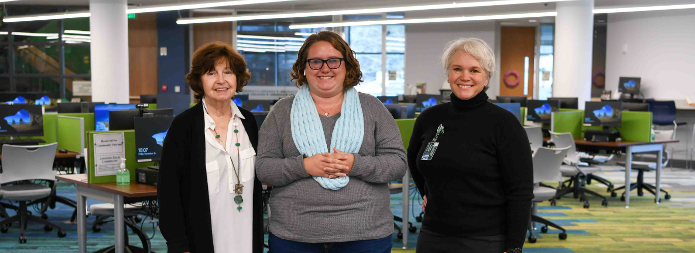 Pictured (left to right): Dr. Janet F. Smith, Columbia State president; Sarah Frazier, Columbia State student and recipient of the 2023 Chancellor’s Commendation for Military Veterans; and Dr. Ginny Massey-Holt, Columbia State SVO adviser and associate professor of nursing, as well as the recipient of the 2021 Chancellor’s Commendation for Military Veterans.