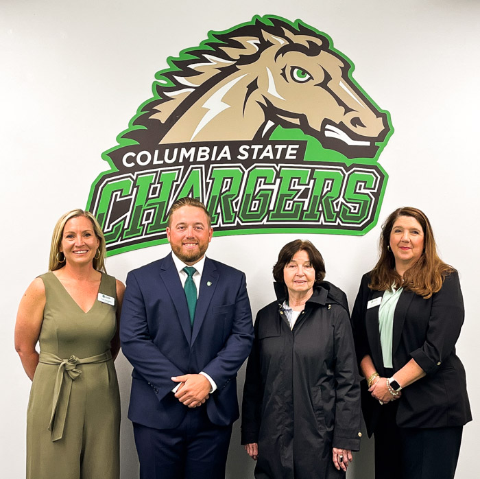 Pictured (left to right): Katie Willingham, Columbia State director of athletics; Desi Ammons, Columbia State head baseball coach; Dr. Janet F. Smith, Columbia State president; and Cissy Holt, Columbia State vice president of student affairs.