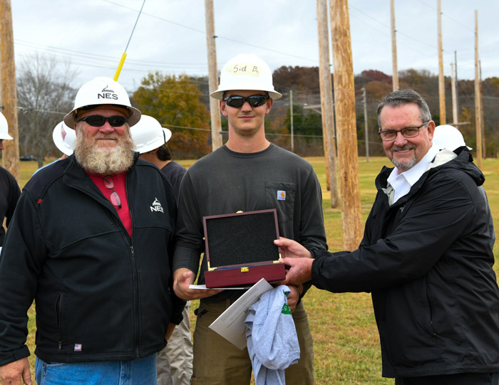 Sid Brown from Lawrenceburg receives the Pre-Apprentice Lineworker Academy Outstanding Student Award.