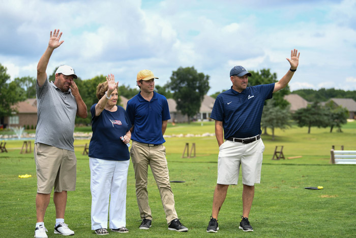Pictured (left to right): The Moon family, Robert Oldham, Cathie Davidson, Jase Moon and Clarke Oldham, attend the 25th Annual J.R. Moon Golf Classic.