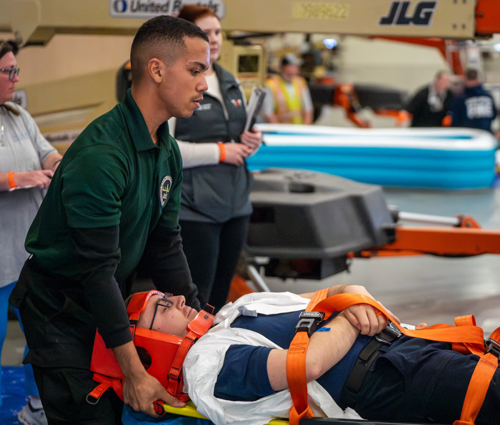 Columbia State Advanced Emergency Medical Technician student Lucas Pudua Ross participates in the Battle of the Smokies competition.