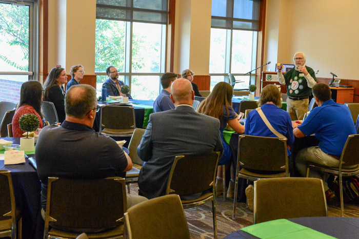 Dr. Barry Gidcomb, Columbia State Community College’s dean of the Humanities and Social Sciences Division (standing), gives remarks on the importance of the Tennessee Board of Regents’ Core Competencies for learning in the classroom. 