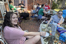 Students at a cookout